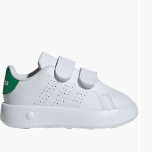 Adidas Kids White Sneakers with Green Heel